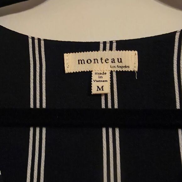 Monteau Navy and White Striped Midi Dress - Picture 2 of 4